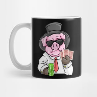 Cool Mafia Pig is playing poker with cards and chips Mug